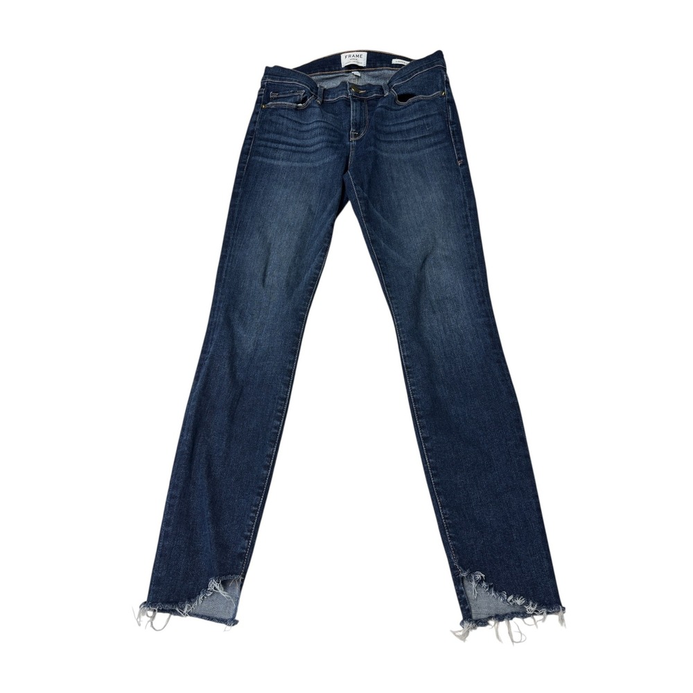 FRAME Le Skinny de Jeanne Astell Jeans Raw Step Hem Blue LSJVCH231 Size 29X28